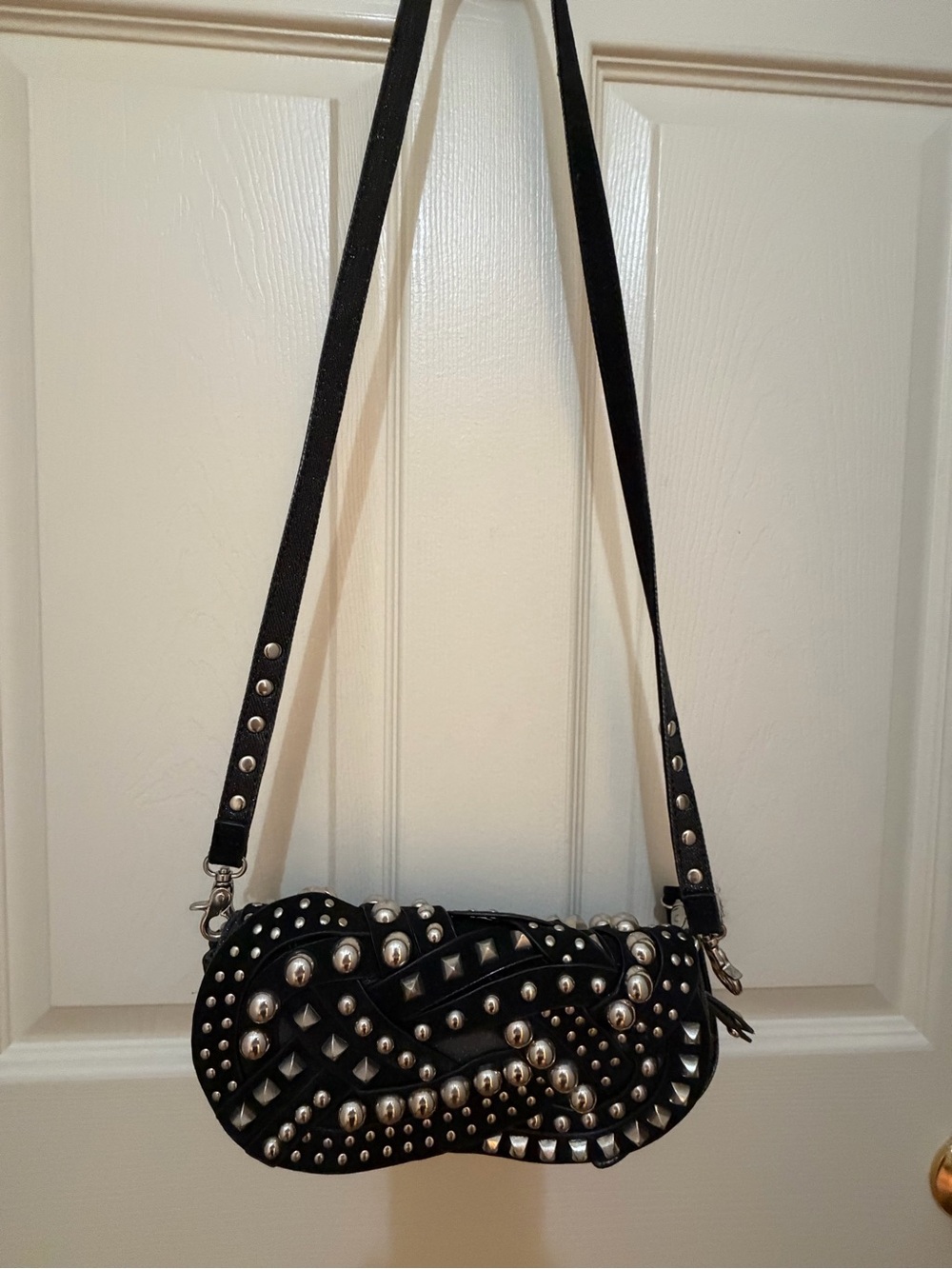 Black Studded Crossbody Shoulder Bag